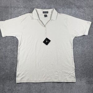 NWT Jonathan Corey Polo Shirt Women's XL Cream‎ Pima Cotton V-Neck